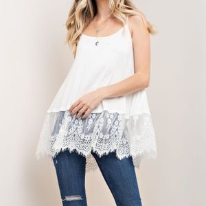 NWT white lace trim hem extender tank top